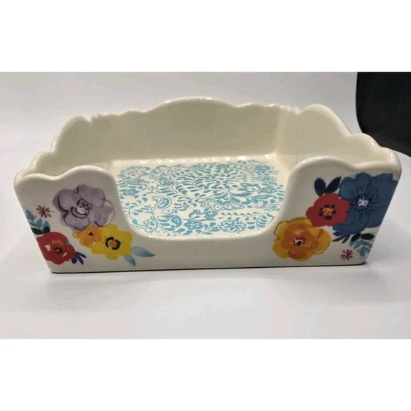 Pioneer Woman Flea Market Floral Collection Ceramic Napkin Tray Farmhouse EUC - Picture 3 of 8